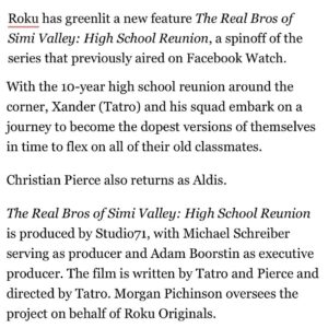 Jimmy Tatro Instagram - HUGE news out of simi this morning. Movie coming THIS SUMMER