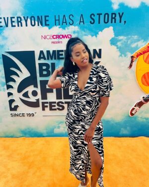 Jivanta Roberts Instagram - @americanblackfilmfestival ABFF pt1. So every time I would get ready for an event or if i was dressed up my granny would say “who lookin so sweet? 🥹 in her sweet little trini voice . She would say yes “you’re a Star ⭐️ !! Esther Williams!!! And I would smile and say yes grannnny just like Esther Williams, mind you I hadn’t googled who Esther was til recent years 😂  I miss you granny so many wonderful amazing projects ahead, I’ll continue to make you proud! 

The weather started off rocky but we pushed through! 
Congrats to @broadythejoker  @byantrose @_rjbarnes 
Congrats to my cast mate & favorite buddy ☺️ incomparable @mrrichardlawson on #divorceintheblack 
 
Great to see @rumando_ 😂 @solaponte @jenniafredrique @tunisha 💜❤️