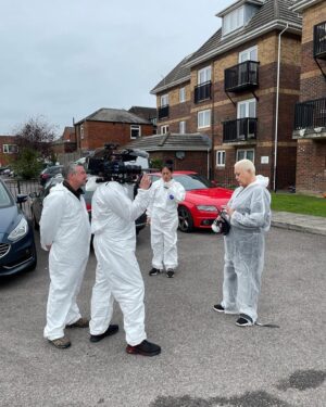 Jo Cooke Instagram - Another day on set of #TheBigClean in our space suits @curvybrides_al 

#bigclean #tv #onlocation #joandal #tvdedits #behindthescenes #curvywomen #curvygirl #curvybrides #curvybridesboutique