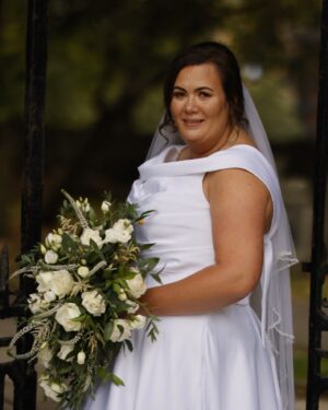 Jo Cooke Instagram - This is our beautiful bride Melissa who recently tied the knot. Melissa has kindly shared her experience with us; 

“ Wow what amazing shop and wonderful staff Jo and Cleo  from insdie and out .... I was so nervous when I walk in and made me feel welcome .... I tried on a few dresses at first and didnt want my boobs showing so I asked a dress that didnt show that .... then i pick out the dress in the shop and feel in love with it .... At first my mum didnt like it so had to take it off and tried different dresses and end up with the old i brought .... it was unexpected price when they told me and i was happy with the price and couldnt be much happier .... i had to wait  a little longer for it to be ordered ... and felt over the moon ..... thankyou to you for the wondeeful experiences lve every min of and and will recomend this place ... xxxxx” 

If you would like to book an appointment to come and try some dresses on please visit https://www.curvesandcouture.co.uk/. #curvybrides #plussizebride #wedding #bride