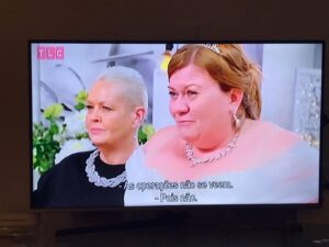 Jo Cooke Instagram - Just chilling in Vilamoura with the hubby - when suddenly I recognise  the dulcet tone of my voice projecting from the TV - can’t seem to get away from this opinionated bitch !!! #curvybridesboutique #wedding #vilamoura #lovinglife #marinavibes