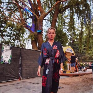 Joanie Perron Instagram - 🍄 👽 📸@bruno_guerin #outofthisworld#dreamy#kundaliniyoga#floating#robe#kimono#kimonostyle#redlight#glowing#love#selflove#iamenough#roots#branches#tree#wow#nature_wizards#fashion#red#fungus