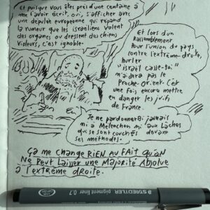 Joann Sfar Instagram - Je suis autant révolté que vous par ces digues qui ont lâché et qui causent un départ massif des juifs de France, au moment où explosent les violences à leur encontre. Aucun démocrate ne devrait pardonner les saloperies auxquelles on assiste depuis le 7 Octobre. Je ne vais ni oublier ni pardonner ces actes qui ont eu des conséquences concrètes et dévastatrices sur nos vies. Laisser la majorité absolue à un parti d'extrême-droite serait une tragédie supplémentaire. Je ne pourrais pas me regarder dans une glace si je n'avais pas été limpide face au RN. LFI n'a aucune chance d'avoir la majorité absolue, le RN oui.