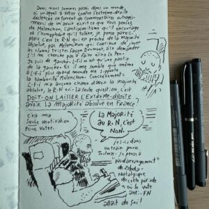 Joann Sfar Instagram - Une fois pour toutes il n'y a pas de choix LFI/RN! Le seul parti en position d'avoir la majorite absolue est le RN. La seule question: êtes-vous prêts à laisser l'extrême-droite avoir la majorité absolue dans notre pays? Pour moi c'est non.