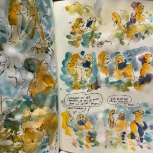Joann Sfar Instagram - Lorsque ta femme te pousse contre un rocher, qu'il ne s'agit pas d'un rocher mais des fesses d'une grand-mère grècque et que tu tentes de t'excuser, mais que la dame ne s'est rendu compte de rien. ⛰️🌋🏖️