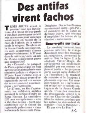 Joann Sfar Instagram - @lecanardenchaine du 3 Juillet. A huit contre un ado de quinze ans. Tabassé parce que juif. Honte à ceux qui depuis le 7 Octobre tolèrent ces salopards dans leurs rangs.