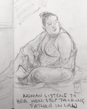 Joanna Quinn Instagram - More spying beach fun. I’d love to be a secret sketching special agent
.
.
.
.

#peoplewatching #drawing #noseyparkerquinn #beachlife