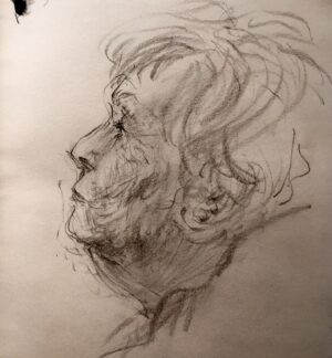 Joanna Quinn Instagram - Some sketches of people I met at @cafoscarishort film festival last week. A unique festival of student films run by students with professor @robertanovielli as their captain. 

1. The gorgeous Japanese film producer @keikommekusakabe in her fabulous fake fur jacket.
2. A study of wrinkles and mascara. A beautiful older  Italian lady that sat by me. Perfect prey! 
3. French film director and screenwriter @pleguay2 I drew him a few times as he has the best animated face! 
4. A poor chap exhausted from waiting. 
5. Film critic & writer Carlo Montenaro @la_fabbrica_del_vedere talking about his unique Venetian museum of early cinema. 
6. The mighty @luc_pil lighting a cigarette. Luca keeps all the cogs of the festival well oiled. 
7. The very special Cecilia Cossio who is a world authority on Indian cinema and the Hindu language. A powerhouse of a woman.
8. My very funny new chum @cynthiafelando who is an academic and writer from Santa Barbara. 
9. Italian Film Director Antonietta De Lillo being interviewed about her work. 
10. Gabrielle on stage interviewing, with her lovely tumbly hair. 

It feels wrong to post happy things while Gaza bleeds but i want to say thank you to those who invited us to Venice and bent over backwards to welcome us and look after us so well. I do not take travel for granted and reminds me of how precious it is to have freedom to travel and not live under violent subjugation. ❤️ 

#Venice #sketching