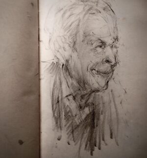 Joanna Quinn Instagram - Some sketches of people I met at @cafoscarishort film festival last week. A unique festival of student films run by students with professor @robertanovielli as their captain. 

1. The gorgeous Japanese film producer @keikommekusakabe in her fabulous fake fur jacket.
2. A study of wrinkles and mascara. A beautiful older  Italian lady that sat by me. Perfect prey! 
3. French film director and screenwriter @pleguay2 I drew him a few times as he has the best animated face! 
4. A poor chap exhausted from waiting. 
5. Film critic & writer Carlo Montenaro @la_fabbrica_del_vedere talking about his unique Venetian museum of early cinema. 
6. The mighty @luc_pil lighting a cigarette. Luca keeps all the cogs of the festival well oiled. 
7. The very special Cecilia Cossio who is a world authority on Indian cinema and the Hindu language. A powerhouse of a woman.
8. My very funny new chum @cynthiafelando who is an academic and writer from Santa Barbara. 
9. Italian Film Director Antonietta De Lillo being interviewed about her work. 
10. Gabrielle on stage interviewing, with her lovely tumbly hair. 

It feels wrong to post happy things while Gaza bleeds but i want to say thank you to those who invited us to Venice and bent over backwards to welcome us and look after us so well. I do not take travel for granted and reminds me of how precious it is to have freedom to travel and not live under violent subjugation. ❤️ 

#Venice #sketching