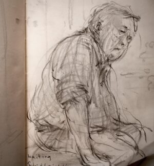 Joanna Quinn Instagram - Some sketches of people I met at @cafoscarishort film festival last week. A unique festival of student films run by students with professor @robertanovielli as their captain. 

1. The gorgeous Japanese film producer @keikommekusakabe in her fabulous fake fur jacket.
2. A study of wrinkles and mascara. A beautiful older  Italian lady that sat by me. Perfect prey! 
3. French film director and screenwriter @pleguay2 I drew him a few times as he has the best animated face! 
4. A poor chap exhausted from waiting. 
5. Film critic & writer Carlo Montenaro @la_fabbrica_del_vedere talking about his unique Venetian museum of early cinema. 
6. The mighty @luc_pil lighting a cigarette. Luca keeps all the cogs of the festival well oiled. 
7. The very special Cecilia Cossio who is a world authority on Indian cinema and the Hindu language. A powerhouse of a woman.
8. My very funny new chum @cynthiafelando who is an academic and writer from Santa Barbara. 
9. Italian Film Director Antonietta De Lillo being interviewed about her work. 
10. Gabrielle on stage interviewing, with her lovely tumbly hair. 

It feels wrong to post happy things while Gaza bleeds but i want to say thank you to those who invited us to Venice and bent over backwards to welcome us and look after us so well. I do not take travel for granted and reminds me of how precious it is to have freedom to travel and not live under violent subjugation. ❤️ 

#Venice #sketching