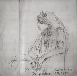 Joanna Quinn Instagram - Festival sketches time! Just had a great week at the @festival_monstra in Lisboa Portugal. I was on jury duty and giving a masterclass with Les. I took my trusty sketchbook and here are some festival folk I drew.
1. Superstar Festival director @fernando_galrito 
2. Superstar film maker @tal.kantor 
3. Estonian superstar @sanderjoon 
4. Legendary clay painting animator  @joangratz ❤️
5. Another superstar Estonian @priittender (real name I asked him) 
6. Monstra technical wizard Bruno Alves ( @naotenhonomenoinsta )
7. Fantastic talk on the history of Japanese animation by super clever Ilan Nguyen 
8 Swiss/German king of all things animation Otto Alder
9. Our super efficient and lovely jury captain, festival director of @animest.ro Ligia Soare 
10. The person who ensures Monstra happens each year. The charming ex architect Miguel Pires de Matos. 
Obrigada Monstra! 
#animationfestival #animation #lisbon #portugueseanimation #animation #filmfestival #film #drawing #sketching #portrait #pencil #sketchbook