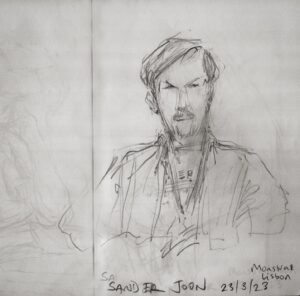 Joanna Quinn Instagram - Festival sketches time! Just had a great week at the @festival_monstra in Lisboa Portugal. I was on jury duty and giving a masterclass with Les. I took my trusty sketchbook and here are some festival folk I drew.
1. Superstar Festival director @fernando_galrito 
2. Superstar film maker @tal.kantor 
3. Estonian superstar @sanderjoon 
4. Legendary clay painting animator  @joangratz ❤️
5. Another superstar Estonian @priittender (real name I asked him) 
6. Monstra technical wizard Bruno Alves ( @naotenhonomenoinsta )
7. Fantastic talk on the history of Japanese animation by super clever Ilan Nguyen 
8 Swiss/German king of all things animation Otto Alder
9. Our super efficient and lovely jury captain, festival director of @animest.ro Ligia Soare 
10. The person who ensures Monstra happens each year. The charming ex architect Miguel Pires de Matos. 
Obrigada Monstra! 
#animationfestival #animation #lisbon #portugueseanimation #animation #filmfestival #film #drawing #sketching #portrait #pencil #sketchbook