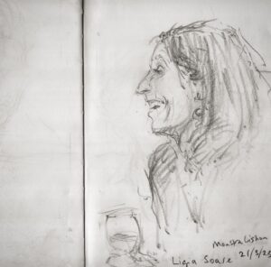 Joanna Quinn Instagram - Festival sketches time! Just had a great week at the @festival_monstra in Lisboa Portugal. I was on jury duty and giving a masterclass with Les. I took my trusty sketchbook and here are some festival folk I drew.
1. Superstar Festival director @fernando_galrito 
2. Superstar film maker @tal.kantor 
3. Estonian superstar @sanderjoon 
4. Legendary clay painting animator  @joangratz ❤️
5. Another superstar Estonian @priittender (real name I asked him) 
6. Monstra technical wizard Bruno Alves ( @naotenhonomenoinsta )
7. Fantastic talk on the history of Japanese animation by super clever Ilan Nguyen 
8 Swiss/German king of all things animation Otto Alder
9. Our super efficient and lovely jury captain, festival director of @animest.ro Ligia Soare 
10. The person who ensures Monstra happens each year. The charming ex architect Miguel Pires de Matos. 
Obrigada Monstra! 
#animationfestival #animation #lisbon #portugueseanimation #animation #filmfestival #film #drawing #sketching #portrait #pencil #sketchbook
