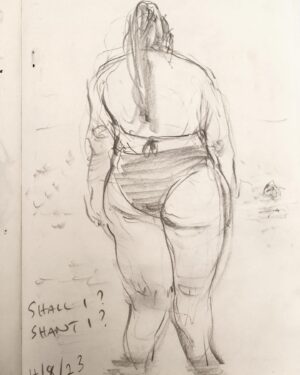 Joanna Quinn Instagram - Hurrah beach sketching 2023 commences! 
Here are some of my nosey drawings so far….
.
.
.
#castelldeferro #sketching #peoplewatching #noseyparker