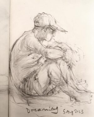 Joanna Quinn Instagram - Hurrah beach sketching 2023 commences! 
Here are some of my nosey drawings so far….
.
.
.
#castelldeferro #sketching #peoplewatching #noseyparker