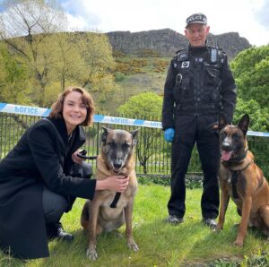 Joanna Vanderham Instagram - Some #bts from @irvine.welsh CRIME season 1. Airing on @itvxofficial TOMORROW 🤗 May 11th 
Recognise any of these locations? 

.
.
.
.
.
.
.
.

#dougrayscott #kenstott #joannavanderham #edinburgh #glasgow #britishdrama #crime #filming #detective #policedogs #workingdogs #dogsofinstagram #police