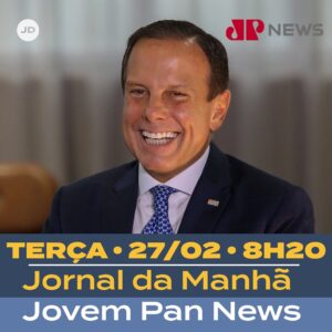 João Doria Instagram - Amanhã, a partir das 8h20, estarei ao vivo no Jornal da Manhã, da Jovem Pan, com os jornalistas Livia Zanolini, Rafael Colombo e Zé Maria Trindade. Não perca.