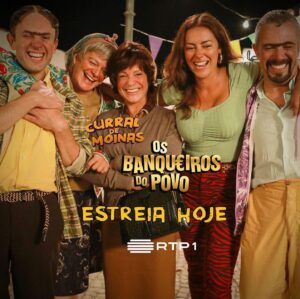 João Paulo Rodrigues Instagram - Estreia hoje na RTP1 às 21h e na RTP Play (pelas 12h) a série baseada no filme "Curral de Moinas - Os Banqueiros do Povo".

São 10 episódios de 25 minutos, mais cerca de 150 minutos que o filme, de galhofeira quase boa!

Não percam a oportunidade de ver em série a comédia romântico-financeira da década.