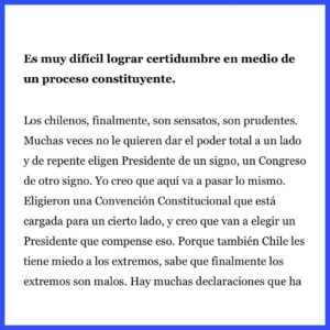 Joaquín Lavín Instagram - En las historias está el link de la entrevista completa 😉

Comparto con ustedes esta entrevista en @laterceracom donde hablo sobre la importancia de los cambios sociales profundos, en paz y acuerdos, para que todos podamos vivir en un mismo Chile 😍

#UnidosGanamos #LavínPresidente