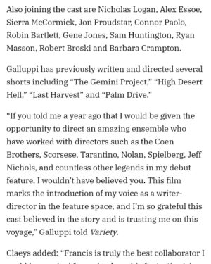 Jocelin Donahue Instagram - @variety announcing this gem of a project from writer/director @francisgallupi 💥 What a pleasure working with such a passionate and talented team. This experience was so special and I cannot wait for you all to see this film!! 

Stay tuned for @thelaststopinyumacounty