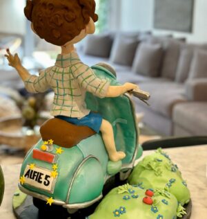 Jock Zonfrillo Instagram - Alfie’s 5th Birthday Cake - he is obsessed with Luca and Sicily so his wish was my command! 

Well actually, it was @creativecakeartmelbourne who sculpted and decorated Luca@on his Vespa, and @meorthecake who made the mud cake inside!