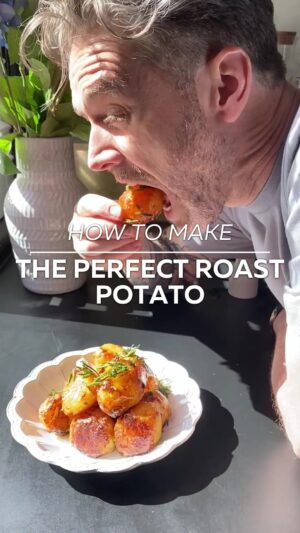 Jock Zonfrillo Instagram - The trick to the perfect roast potatoes?

Bi-carb, hot fat, and a little shoogle.

-—————————————
INGREDIENTS

Maris piper/kestrel potatoes, peeled and halved
½ tsp bi-carb soda
½ tsp salt
4 sprig rosemary
½ bunch thyme
150g unsalted butter, chopped up
Grape seed oil
Salt and pepper to taste

-—————————————
METHOD

Pre-heat oven to 220°C. Line a baking tray with foil, then with a layer of baking paper, add in enough oil to cover the whole bottom of the tray. Put the tray into the oven for the oil to heat up. 

Meanwhile, peel your potatoes, cut in half, and put them into a large pot of cold water with the bi-carb and salt, cover and put onto the stove to gently boil until half cooked. 

Drain into a colander and bash the potatoes inside the colander to rough up the outside of the potato. Take your tray out of the oven and spread the potatoes out on the tray evenly, then spoon the oil over the top so they will go crispy all over. Place them back in the oven for 25 minutes or until golden brown.

To make the beurre noisette to finish these perfect puppies, place all of the chopped butter in a small pot and place on a medium heat, after the solids cook out it will start to foam and have a nutty colour and aroma. Roughly chop the rosemary and thyme and add into the butter - it should make a very satisfying noise and aroma when it hits the butter - leave in there for 2 mins then spoon over the potatoes. Season the potatoes to your liking - I added salt and a heap of white pepper - mix through and eat straight away so they’re super crunchy.
