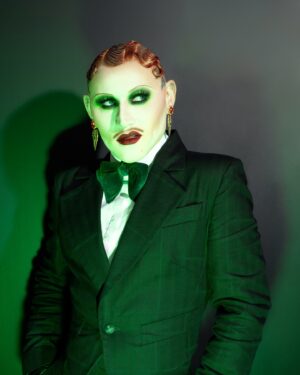 Joe Black Instagram - Another from my green tinged shoot with @gregbaileyphoto - hair styled by @danwchapman 

2 weeks today until the first of my @brightonspiegeltent shows! Joined by @friederichhollandaise on piano. And @snowwhitetrash on clarinet and sax.
See you there? The relevant place can be found in my bye-oh! 🎪 

Ps: My Live at Salvation Studios EP comes out this Friday! Very excited.