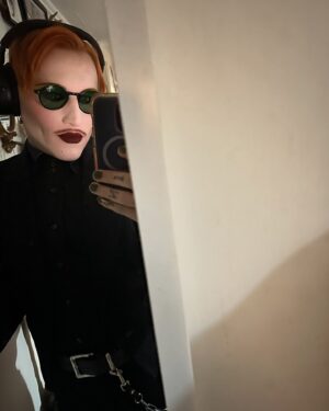 Joe Black Instagram - A short summary of the month of May.
Lovely time 🖤
Explanations if you’d like them:
1. Riding Milo like a fine steed into battle
2. Last sound check before we opened the Spiegeltent doors 
3. Backstage at Birmingham Pride 
4. Spiegeltent setlist 
5. Pre walking to work in a subtle look selfie
6. Raising money for the wonderful sussex beacon with some signed posters 
7. Final Curtain klezmer instrumental finale for Spiegeltent show