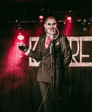 Joe Black Instagram - Suited, booted and wine-ed at last months @kleineskabarett 
Next one is July 4th. But before that I’ll be taking to @brightonspiegeltent on May 29th & 30th for some of my nonsense.
📸: @deadplantzfilmandphotography