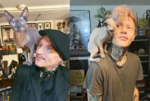 Joe Black Instagram - Happy 4th birthday to my little fat angry grey baby Klaus
It was actually yesterday but I wanted a new photo with him to do a side by side from when he was ever so small 🖤