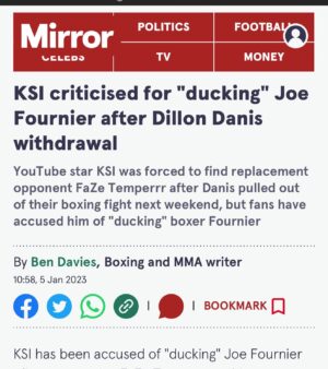 Joe Fournier Instagram - Back in The Headlines @dailymirror 

@ksi did a @jakepaul and fully ducked me !!! 

When are you guys gonna have the balls to actually go through with it and get in the ring with me. Win or lose at least have the courage to try !!!