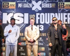 Joe Fournier Instagram - London what an incredible press conference the support was tremendous I thoroughly enjoyed myself. A special Thanks to @davidhaye who was the first person to spot my talent and putting me on my first big show back in 2016 at the O2 arena I would never be headlining Wembley without his support and guidance over the years. I know I’ll be in for a fight but I know my destiny is to be victorious in a vicious and spectacular fashion and I WILL be the new face of @misfitsboxing come May 13th live and exclusive on @daznboxing Pay Per View. Looking forward to being partners 😉 @sauerlandbros !!!