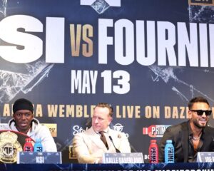Joe Fournier Instagram - London what an incredible press conference the support was tremendous I thoroughly enjoyed myself. A special Thanks to @davidhaye who was the first person to spot my talent and putting me on my first big show back in 2016 at the O2 arena I would never be headlining Wembley without his support and guidance over the years. I know I’ll be in for a fight but I know my destiny is to be victorious in a vicious and spectacular fashion and I WILL be the new face of @misfitsboxing come May 13th live and exclusive on @daznboxing Pay Per View. Looking forward to being partners 😉 @sauerlandbros !!!