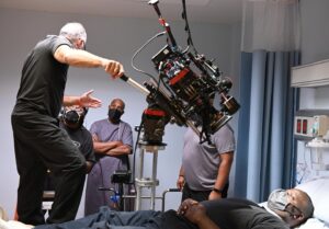 Joe Morton Instagram - There’s a lot to be said about directing from bed. So much so I’m prone to do it again. That’s my 'avatar' under the lens while I work to determine the rake of that lens.
#FathersDaughtersAndSisters #OurKindOfPeople TONIGHT on FOX 9|8c