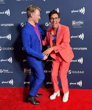 Joe Serafini Instagram - a gay old time @ the glaads! 💖
.
styled by @angelfelix24 w/ @samanthabrownstyle 💙
hmu by @yanagorcheva w/ @makeupby_flynn ❤️