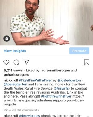 Joel Edgerton Instagram - Love this guy and his inspiration... not only to donate his ENTIRE FEE for his shows but to find a way to inspire people to donate to the fires... #FightFireWithAFiver www.rfs.nsw.gov.au/volunteer/support-your-local-brigade
