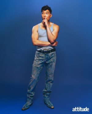 Joel Kim Booster Instagram - Rogue little curl making its official print debut in this month’s edition of @attitudemag! Thank you so much for the cover treatment and the profile. At this point you have a full 360 view of my inner life, such as it is. Somebody update my Wikipedia page. 

Words: @mralastairjames
Photography: @taylormillerphoto
Fashion Direction: @josephkocharian
Styling: @wojciechchristophernowak
Hair and Makeup: @kimiduncan at @artdepartagency
Photography Assistant: @theycallmehip
Fashion Assistant: @chanceybridges