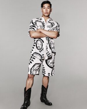 Joel Kim Booster Instagram - @ihatejoelkim for @patrickchurchny 🤍🖤

📸 @mikaelschulz Hair @vincentpel