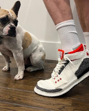 Joel McHale Instagram - My good friend makes these magnificent slippers/knitted sneakers. They’re the coolest, most comfortable and make a terrific gift. I’m not being paid or sponsored for this—- just helping out a friend who makes a great thing. There’s lots of different styles so please go to @byseay on @etsy and enter JOELFANS for a discount.