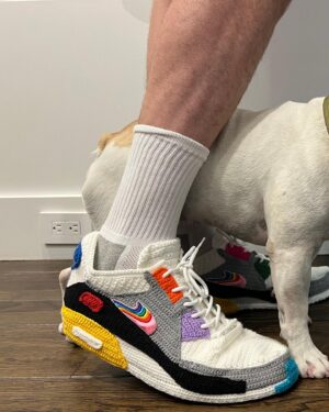 Joel McHale Instagram - My good friend makes these magnificent slippers/knitted sneakers. They’re the coolest, most comfortable and make a terrific gift. I’m not being paid or sponsored for this—- just helping out a friend who makes a great thing. There’s lots of different styles so please go to @byseay on @etsy and enter JOELFANS for a discount.