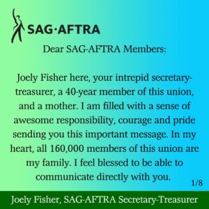 Joely Fisher Instagram - My letter last night to my union siblings…on this my sister #carriefisher heavenly birthday. #onedaylongeronedaystronger #solidarity #mentalhealthawareness #CarrieOnForever #checkinonyourstrongfriends #mentalhealthwarrior #ivegotyourback #67 #aslongasitfuckingtakes #family #MadameSecretary