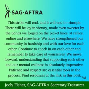 Joely Fisher Instagram - My letter last night to my union siblings…on this my sister #carriefisher heavenly birthday. #onedaylongeronedaystronger #solidarity #mentalhealthawareness #CarrieOnForever #checkinonyourstrongfriends #mentalhealthwarrior #ivegotyourback #67 #aslongasitfuckingtakes #family #MadameSecretary