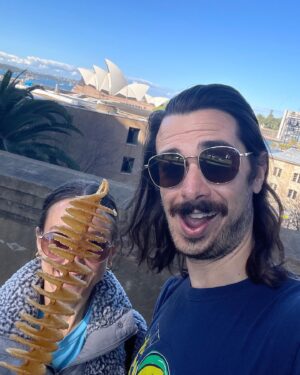 Joey Richter Instagram - G’day! We got an 🇦🇺Aussie Photo 📸 Dump 💩 Pt. 1!!

When I started this year, I had no idea I’d be going on a world tour with my partner and some of my best buds 🌎🤩🌍🤩🌏🤩 I feel INCREDIBLY lucky that @darrencriss asked @slowpez8 and I to join him for  a Los Angeles… 😯 then Mexico… 😮 and then AUSTRALIAN 😲🦘 adventure to sing some of some absolute bangers of his, other artists, and from the annals of Starkid History ⚡️🎤 

Simply put, this trip was SO fucking fun 🍻 I performed in places I thought wordsI’d perform 🎭 saw parts of the world that blew my mind 🏞️ and had a TON of laughs w/ a group of mates 😝 It just rocked!

I simply must thank all you phenomenal Aussie Starkid/Tin Can/DC fans out there who showed up and made these shows a simply unreal experience 👏😘 the love was overwhelming and thrilling! You made us feel so damn welcomed 💞 Honored to be there for our 1st (but NOT last 😎) trip down unda’!! 🙏🏼

And I MUST shout out the @michaelcasselgroup (@alex_duffy @jendangdang @nathanael_cooper_ @sophieinkster @m_cassel Jaqui!! & so many more) who were… the best people I’ve ever worked with??? 😍 More photos/kind words coming for them in the next dump 💾

And lastly, obviously, I gotta give Darren another ENORMOUS thank you for 1) being my friend 🫂 2) putting together a fuckin KILLER show 🎸 & 3) bringing so many friends on board for the trip of a lifetime ❤️‍🔥
.
.
.
#TourLife #Australia #SydneyOperaHouse #BikinginTasmania #monamuseumofoldandnewart  #tourfam #potatosonastick #backstage #starkid