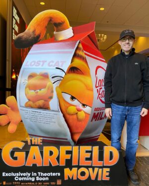 John Cohen Instagram - First standee for #TheGarfieldMovie 🧡🍝😻