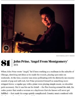 John Prine Instagram - Two of John's songs made Rolling Stone's The 200 Greatest Country Songs of All Time! What do you think of the list?

https://www.rollingstone.com/music/music-lists/best-country-songs-1234986540/