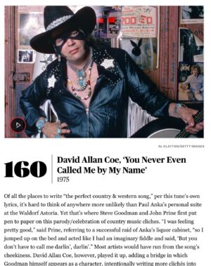 John Prine Instagram - Two of John's songs made Rolling Stone's The 200 Greatest Country Songs of All Time! What do you think of the list?

https://www.rollingstone.com/music/music-lists/best-country-songs-1234986540/