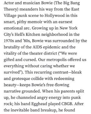 John Ross Bowie Instagram - This terrific @publisherswkly review was a highlight of my year. Thanks to @smotown and @eflakeagogo and @pegasus_books and everyone who helped make this book a reality. It will be out in the UK in the new year. If you liked it, post about it - my thirsty ass will very likely repost! #happynewyear