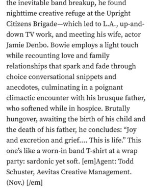 John Ross Bowie Instagram - This terrific @publisherswkly review was a highlight of my year. Thanks to @smotown and @eflakeagogo and @pegasus_books and everyone who helped make this book a reality. It will be out in the UK in the new year. If you liked it, post about it - my thirsty ass will very likely repost! #happynewyear