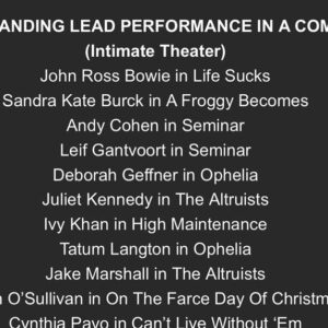 John Ross Bowie Instagram - Deeply touched to get a bunch of honors from @stagescenela - both for stuff I wrote and stuff in which I acted. I remain deeply fond of LA theater and am grateful to all the amazing artists I’ve gotten to work with. #brushstroke #lifesucks #lathtr #chekhov #sortof