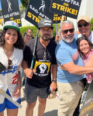 Jon Huertas Instagram - Thank you @latinasactingup for allowing me and the #boys to join you on the line!  What an amazing turnout of working class actors, writers and crew #walking together in #solidarity in support of the #sagaftrastrike and the #wgastrike #lfg